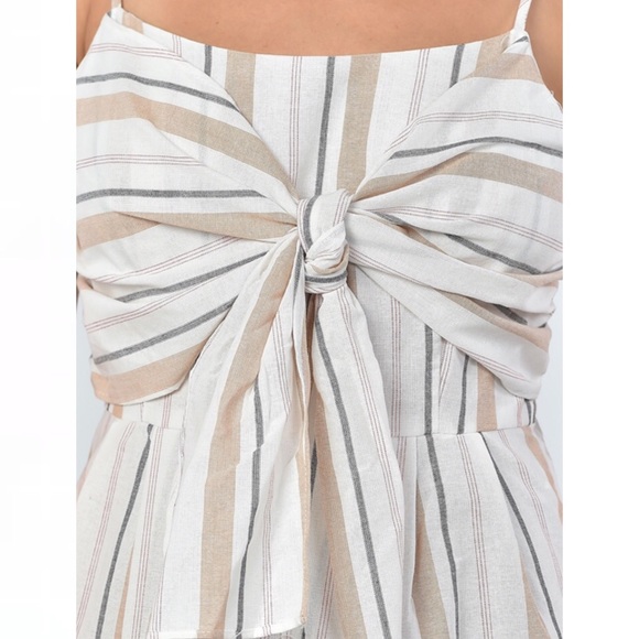 Ivory Knot Stripe Jumpsuit Romper - Picture 3 of 4